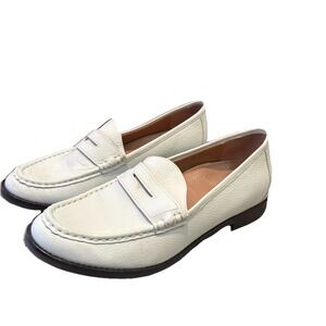 Vionic‎ Women 7 Wise Waverly White Leather Tumbled Penny Loafers Flats Shoes